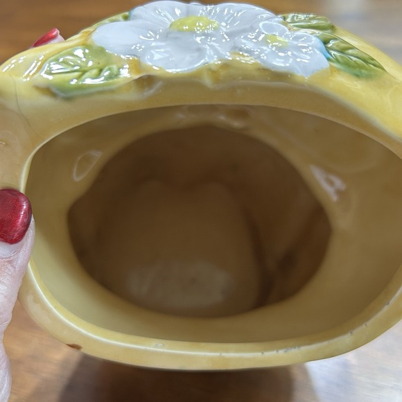 Vintage Yellow Owl/Floral Planter Stamped 6314  - Retro Boho Vibes Ceramic - Picture 6 of 11